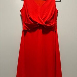 Ann Taylor Red V-Neck A-Line Midi Dress